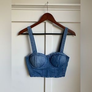 BOG Collection denim padded crop top